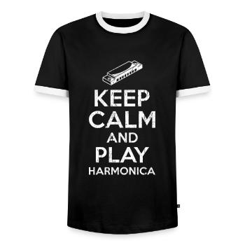 Blues cadeau - T-shirt contrasté Homme - noir/blanc - Devant - AI Model Female 172 light (172cm) & AI Model Male 178 light (178cm)