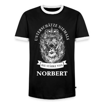Norbert Geschenk Name Löwe - Männer Kontrast-T-Shirt - Schwarz/Weiß - Vorne - AI Model Female 172 light (172cm) & AI Model Male 178 light (178cm)