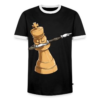 Chess King Dab Dabbing Dancing - Men's Ringer Shirt - black/white - Front - AI Model Female 172 light (172cm) & AI Model Male 178 light (178cm)