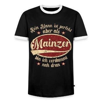 mainz Retro der perfekte mainzer Mann - Männer Kontrast-T-Shirt - Schwarz/Weiß - Vorne - AI Model Female 172 light (172cm) & AI Model Male 178 light (178cm)