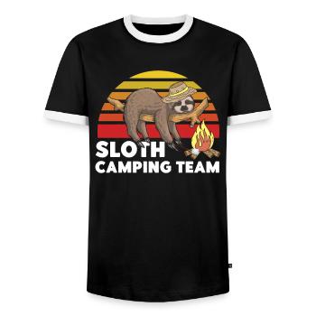 Sloth Camping Team Motorhome Retro - T-shirt contrasté Homme - noir/blanc - Devant - AI Model Female 172 light (172cm) & AI Model Male 178 light (178cm)
