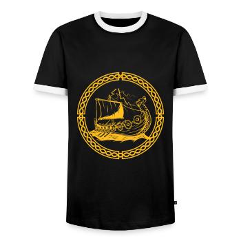 Viking Ship Warrior Valhalla Norse Mythology Gift - T-shirt contrasté Homme - noir/blanc - Devant - AI Model Female 172 light (172cm) & AI Model Male 178 light (178cm)