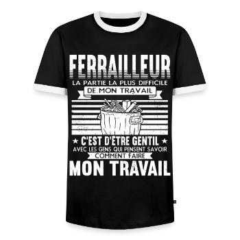 Ferrailleur Humour Ferraille - T-shirt contrasté Homme - noir/blanc - Devant - AI Model Female 172 light (172cm) & AI Model Male 178 light (178cm)