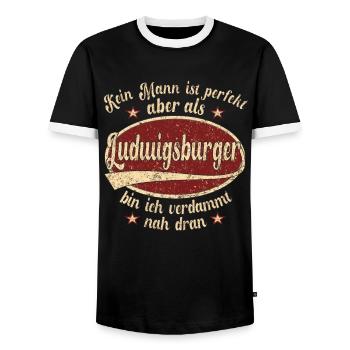 Ludwigsburg Retro der perfekte Ludwigsburger - Männer Kontrast-T-Shirt - Schwarz/Weiß - Vorne - AI Model Female 172 light (172cm) & AI Model Male 178 light (178cm)