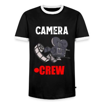 Kameramann Filmemacher Regisseur Camera Crew - Männer Kontrast-T-Shirt - Schwarz/Weiß - Vorne - AI Model Female 172 light (172cm) & AI Model Male 178 light (178cm)