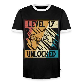 17th birthday Gamer 17 years - Men's Ringer Shirt - black/white - Front - AI Model Female 172 light (172cm) & AI Model Male 178 light (178cm)
