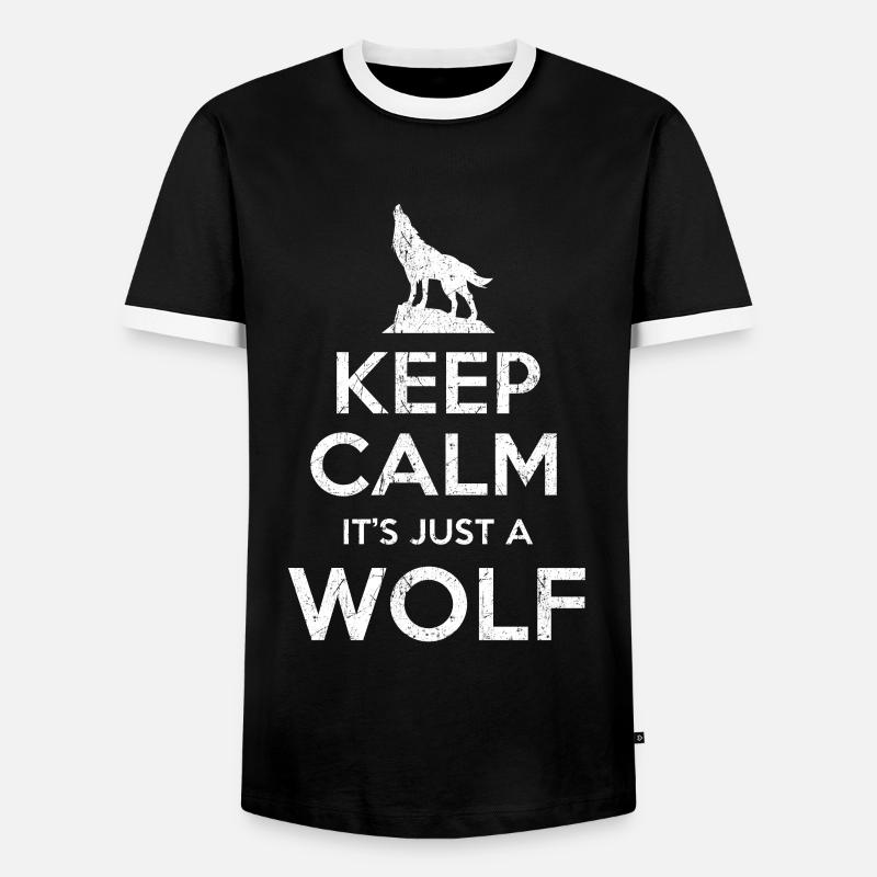 Wolf saying Keep calm Wolf - Men's Ringer Shirt - black/white
