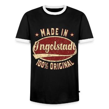 Made in Ingolstadt 100 % original Ingolstädter - T-shirt contrasté Homme - noir/blanc - Devant - AI Model Female 172 light (172cm) & AI Model Male 178 light (178cm)