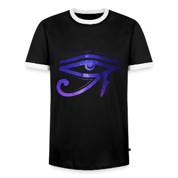 Cosmic Eye Of Ra Egyptian Hieroglyph - Men's Ringer Shirt - black/white - Front - AI Model Female 172 light (172cm) & AI Model Male 178 light (178cm)
