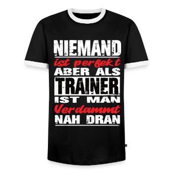 Trainer Trainer Sprüche Fußballtrainer Sport - Männer Kontrast-T-Shirt - Schwarz/Weiß - Vorne - AI Model Female 172 light (172cm) & AI Model Male 178 light (178cm)