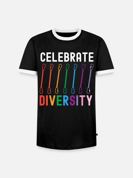 Rock Climbing Climber Rainbow - Männer Kontrast-T-Shirt - Schwarz/Weiß