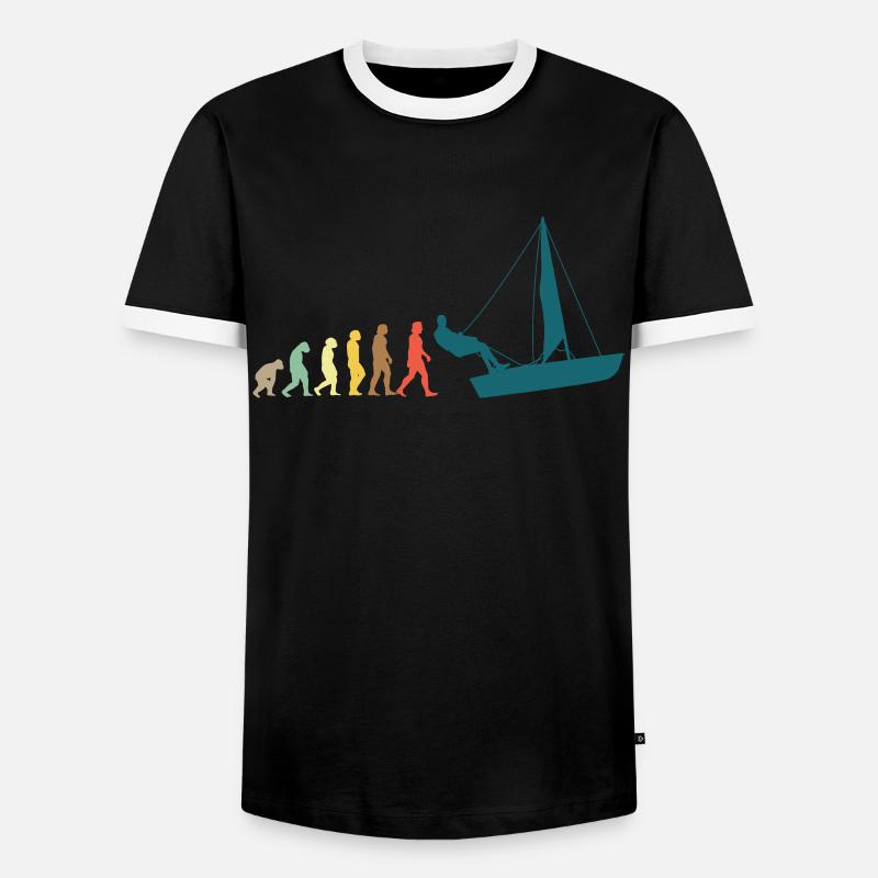 Sailing Sailboat Evolution - Männer Kontrast-T-Shirt - Schwarz/Weiß