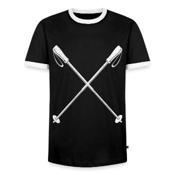 Nordic Walking Poles Sport - Men's Ringer Shirt - black/white - Front - AI Model Female 172 light (172cm) & AI Model Male 178 light (178cm)