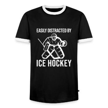 Eishockey Puck Eishockeyteam Eishockey Spruch - Männer Kontrast-T-Shirt - Schwarz/Weiß - Vorne - AI Model Female 172 light (172cm) & AI Model Male 178 light (178cm)