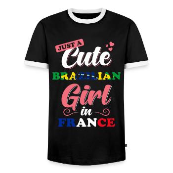 Brasilien Frankreich Spruch - Männer Kontrast-T-Shirt - Schwarz/Weiß - Vorne - AI Model Female 172 light (172cm) & AI Model Male 178 light (178cm)