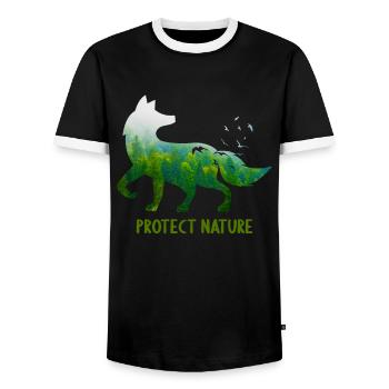 Protect Nature Fox Protection du bien-être animal - T-shirt contrasté Homme - noir/blanc - Devant - AI Model Female 172 light (172cm) & AI Model Male 178 light (178cm)