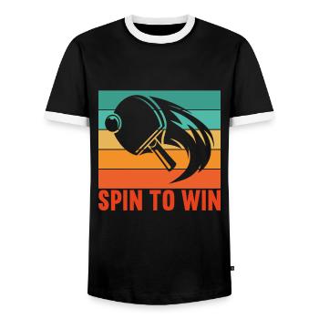 Table Tennis Spin to Win Player Player - Men's Ringer Shirt - black/white - Front - AI Model Female 172 light (172cm) & AI Model Male 178 light (178cm)