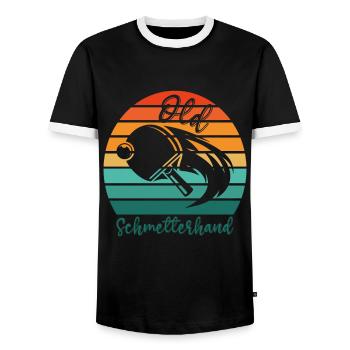 Tischtennis Retro Spieler Old Schmetterhand - Männer Kontrast-T-Shirt - Schwarz/Weiß - Vorne - AI Model Female 172 light (172cm) & AI Model Male 178 light (178cm)