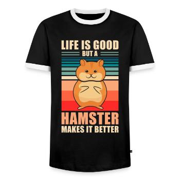 Hamster - Men's Ringer Shirt - black/white - Front - AI Model Female 172 light (172cm) & AI Model Male 178 light (178cm)