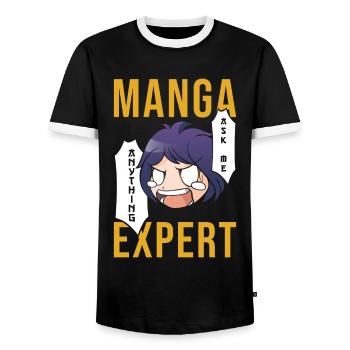 Manga Expert - Men's Ringer Shirt - black/white - Front - AI Model Female 172 light (172cm) & AI Model Male 178 light (178cm)