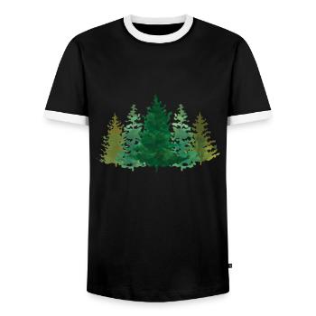 Forest Wood Environment Forester Tree Trees Forester - Men's Ringer Shirt - black/white - Front - AI Model Female 172 light (172cm) & AI Model Male 178 light (178cm)