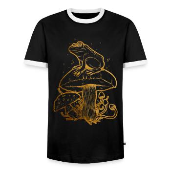 Cottagecore Aesthetic Frosch Pilz Goblincore - Männer Kontrast-T-Shirt - Schwarz/Weiß - Vorne - AI Model Female 172 light (172cm) & AI Model Male 178 light (178cm)