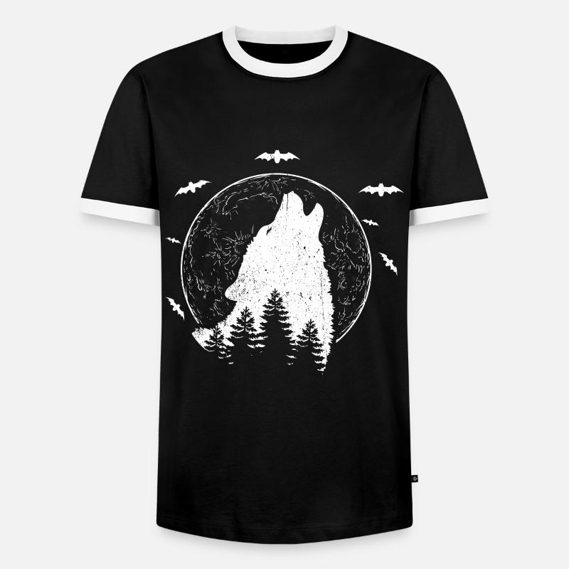 Wolf Wölfe Raubtier Geschenk Werwolf Anführer Chef - Männer Kontrast-T-Shirt - Schwarz/Weiß