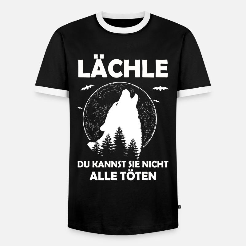 Wolf Tshirt Anführer Führer Rudel Leitwolf Chef - Männer Kontrast-T-Shirt - Schwarz/Weiß