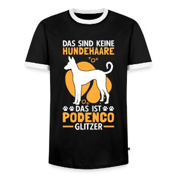 Podenco Glitzer spanischer Windhund Geschenk - Männer Kontrast-T-Shirt - Schwarz/Weiß - Vorne - AI Model Female 172 light (172cm) & AI Model Male 178 light (178cm)