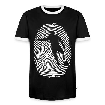 Fußball Fußballer Fingerabdruck Fußball Trainer - Männer Kontrast-T-Shirt - Schwarz/Weiß - Vorne - AI Model Female 172 light (172cm) & AI Model Male 178 light (178cm)