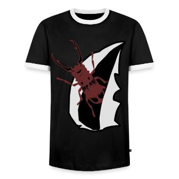 stag beetle insect insects antlers nature child - Men's Ringer Shirt - black/white - Front - AI Model Female 172 light (172cm) & AI Model Male 178 light (178cm)