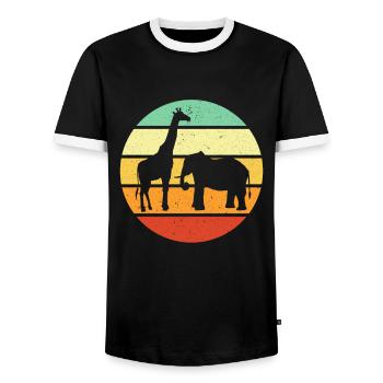 Zoo Besucher Tierfan Geschenk Zoo Giraffe Elefant - Männer Kontrast-T-Shirt - Schwarz/Weiß - Vorne - AI Model Female 172 light (172cm) & AI Model Male 178 light (178cm)