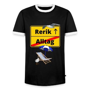 Rerik-Ortsschild Alltag Rerik Urlaub - Männer Kontrast-T-Shirt - Schwarz/Weiß - Vorne - AI Model Female 172 light (172cm) & AI Model Male 178 light (178cm)