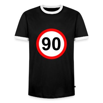 90 YEARS OLD 90 Birthday Funny - Men's Ringer Shirt - black/white - Front - AI Model Female 172 light (172cm) & AI Model Male 178 light (178cm)
