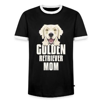Golden Retriever Mom, Hundemama - Männer Kontrast-T-Shirt - Schwarz/Weiß - Vorne - AI Model Female 172 light (172cm) & AI Model Male 178 light (178cm)