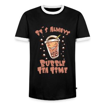 Its Always Bubble Tea Time - Männer Kontrast-T-Shirt - Schwarz/Weiß - Vorne - AI Model Female 172 light (172cm) & AI Model Male 178 light (178cm)