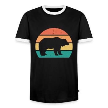 Ours rétro ours Vintage - T-shirt contrasté Homme - noir/blanc - Devant - AI Model Female 172 light (172cm) & AI Model Male 178 light (178cm)