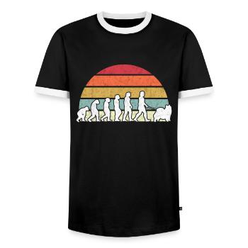 Eurasier Evolution asiatique pointu chien de famille - T-shirt contrasté Homme - noir/blanc - Devant - AI Model Female 172 light (172cm) & AI Model Male 178 light (178cm)