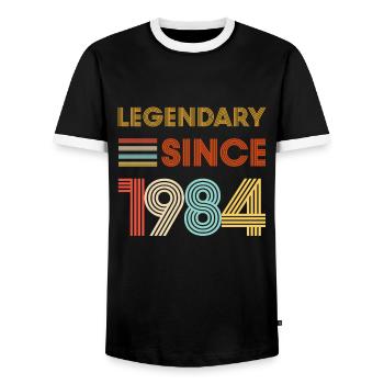 Vintage Legendary since 1984 Geburtstag - Männer Kontrast-T-Shirt - Schwarz/Weiß - Vorne - AI Model Female 172 light (172cm) & AI Model Male 178 light (178cm)