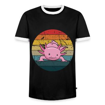 Axolotl - Men's Ringer Shirt - black/white - Front - AI Model Female 172 light (172cm) & AI Model Male 178 light (178cm)