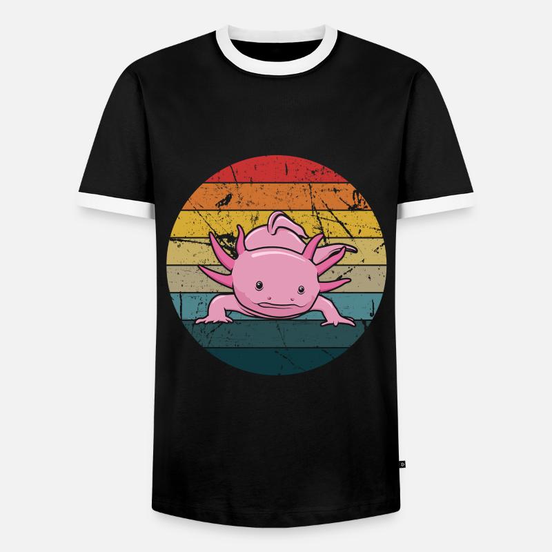 Axolotl - Männer Kontrast-T-Shirt - Schwarz/Weiß