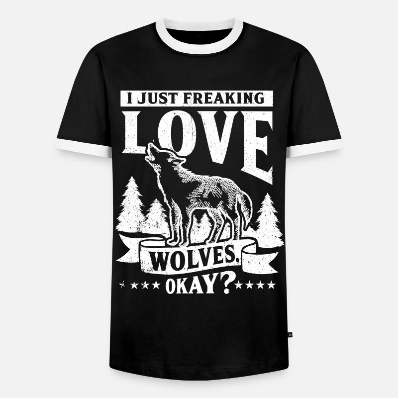 Wolf - Männer Kontrast-T-Shirt - Schwarz/Weiß