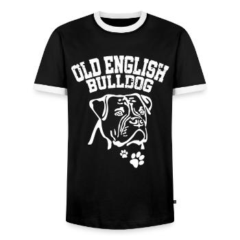 Old English Bulldog - Bulldogge Silhouette OBE - Men's Ringer Shirt - black/white - Front - AI Model Female 172 light (172cm) & AI Model Male 178 light (178cm)