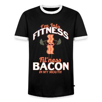 Bacon Geschenk Essen Bacon - Männer Kontrast-T-Shirt - Schwarz/Weiß - Vorne - AI Model Female 172 light (172cm) & AI Model Male 178 light (178cm)