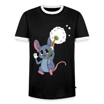 Maus mit Pusteblume - Männer Kontrast-T-Shirt - Schwarz/Weiß - Vorne - AI Model Female 172 light (172cm) & AI Model Male 178 light (178cm)