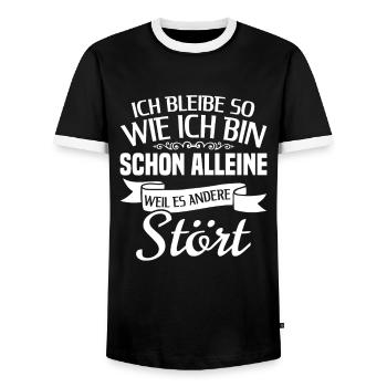 Ich bleibe wie ich bin schon weil es andere stört - Männer Kontrast-T-Shirt - Schwarz/Weiß - Vorne - AI Model Female 172 light (172cm) & AI Model Male 178 light (178cm)