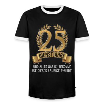 Firmenjubiläum 25 Jahre Mitarbeiter Firmenfeier - Männer Kontrast-T-Shirt - Schwarz/Weiß - Vorne - AI Model Female 172 light (172cm) & AI Model Male 178 light (178cm)