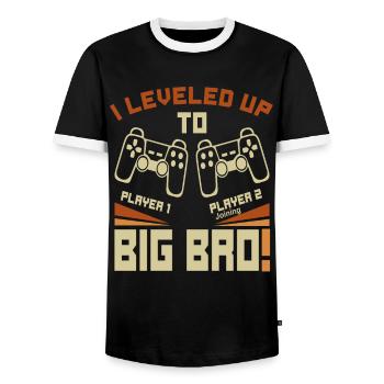 Video Gamer Gaming - I Leveled up to Big Bro - Männer Kontrast-T-Shirt - Schwarz/Weiß - Vorne - AI Model Female 172 light (172cm) & AI Model Male 178 light (178cm)