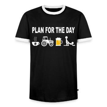 Landwirt Bauern Geschenk - Kaffee Traktor Bier Sex - Männer Kontrast-T-Shirt - Schwarz/Weiß - Vorne - AI Model Female 172 light (172cm) & AI Model Male 178 light (178cm)