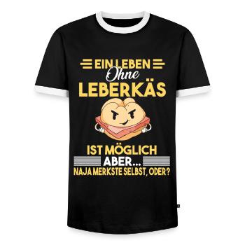 Leberkäse Fleischkäse Leberkäs - Männer Kontrast-T-Shirt - Schwarz/Weiß - Vorne - AI Model Female 172 light (172cm) & AI Model Male 178 light (178cm)